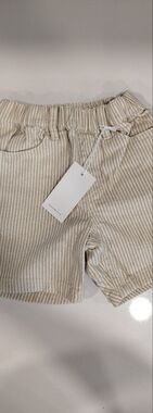Jamie Kay Cream and White Striped Cotton Shorts